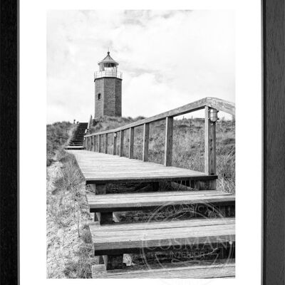 Fotodruck / Poster mit Rahmen und Passepartout Motiv Sylt SY12 - Motiv: farbe - Grösse: M (35cm x 45cm) - Rahmenfarbe: schwarz matt