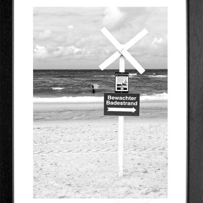 Fotodruck / Poster mit Rahmen und Passepartout Motiv Sylt SY49 - Motiv: farbe - Grösse: XL (80cm x 60cm) - Rahmenfarbe: schwarz matt