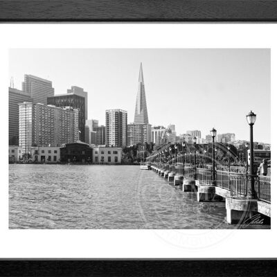 Fotodruck / Poster mit Rahmen und Passepartout Motiv San Francisco SF32 - Motiv: schwarz/weiss - Grösse: S (25cm x 31cm) - Rahmenfarbe: schwarz matt