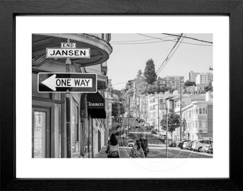 Tirage photo / poster avec cadre et motif passe-partout San Francisco SF35 - motif : noir/blanc - taille : M (35cm x 45cm) - couleur du cadre : blanc mat 1