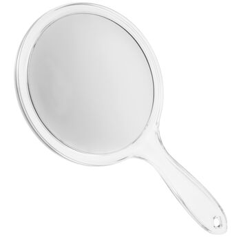 Miroir à main avec grossissement 5x, plastique, Ø 15 cm, longueur : 27 cm 2