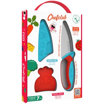 El cuchillo para niños azul y rojo de Chefclub