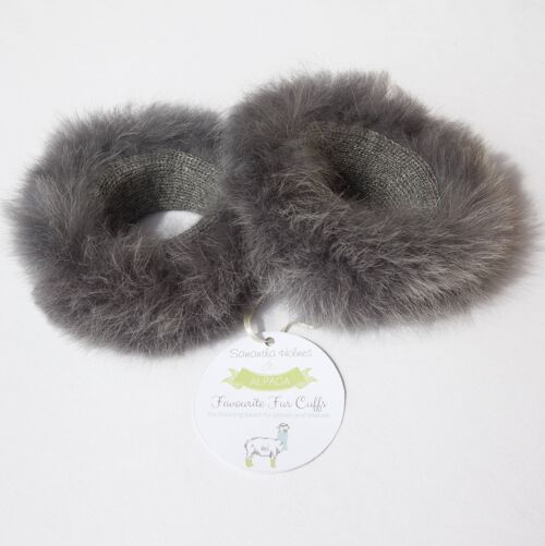 Alpaca Fur Cuffs - Steel