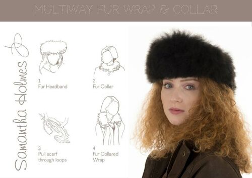 Alpaca Multiway Fur Collar Headband / Black - MADE TO ORDER
