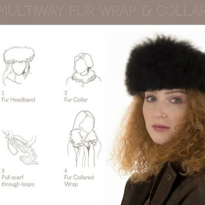 Alpaca Multiway Fur Collar Headband / Black - MADE TO ORDER