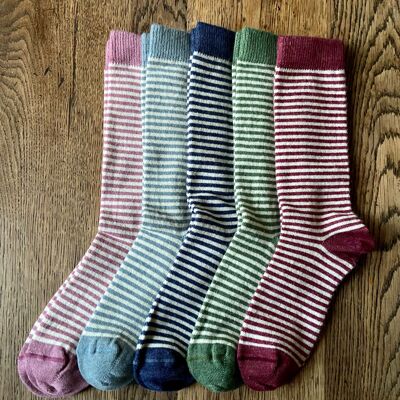 Gestreifte Alpaka-Socken für Damen