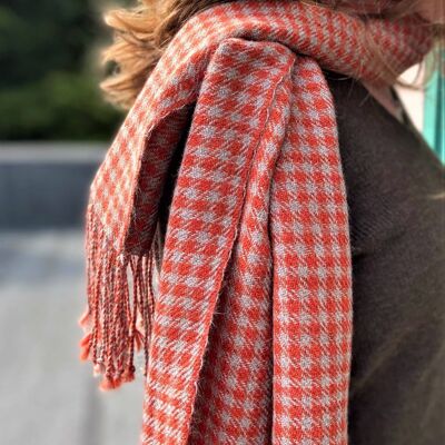 Handwoven Alpaca Houndstooth Scarf