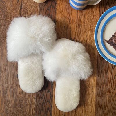 Alpaca Fur Slides - Ivory - Made to Order