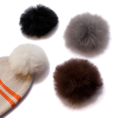 Alpaca Fur PomPom - Bulk Options Available / / Steel