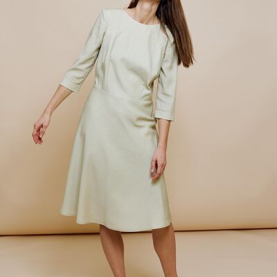 SONJA - Vestido de diseño exclusivo con estampado artístico en crema pistacho| Hecho en Alemania