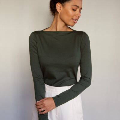 LILY - Camicia a maniche lunghe di design elegante in verde | Lyocell e prodotto in Germania