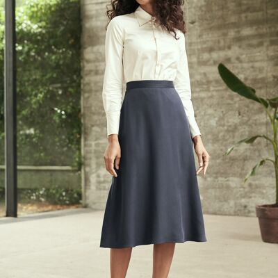 MOANA - Elegant A-line skirt blue in midi length | vegan & sustainable