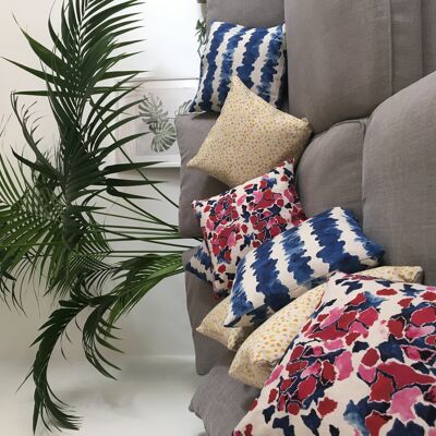 Small Waves Cushions - Ink Blue cushion cover with feather insert