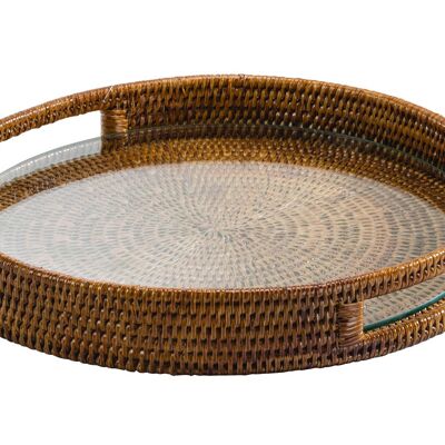 Round tray with glass bottom Atoll Miel
