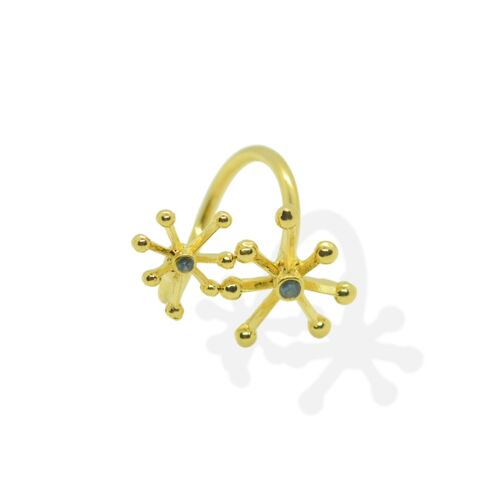 Anillo estrella doble bolas Burdeos