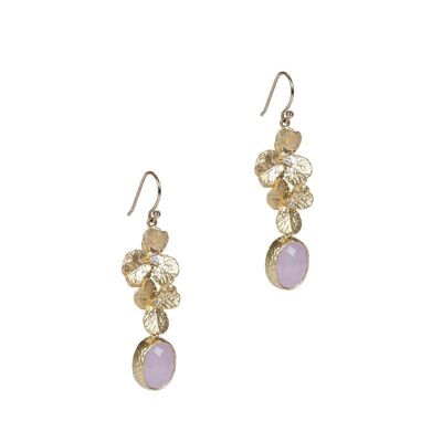 Pink quartz orchid earrings