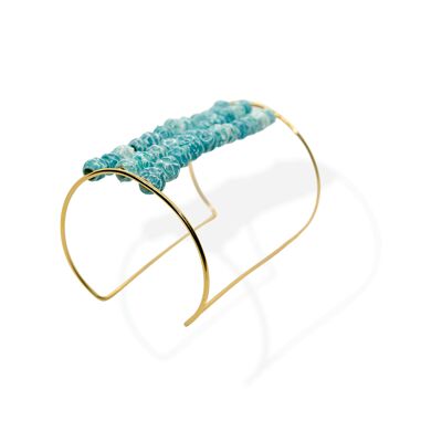 Turquoise triple line pearl bracelet