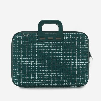 Borsa Bombata Tweed 15.6" Verde + B00036