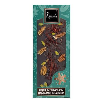 GOURMET SELECTION Dark chocolate pecan, chili thread, pistachios 130g