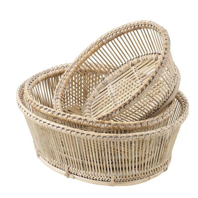 Set of 3 baskets Muses Limed white