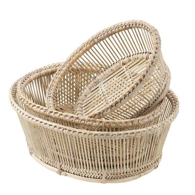Set of 3 baskets Muses Limed white