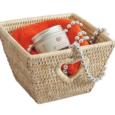 Flared heart-shaped basket Beguin Limed white