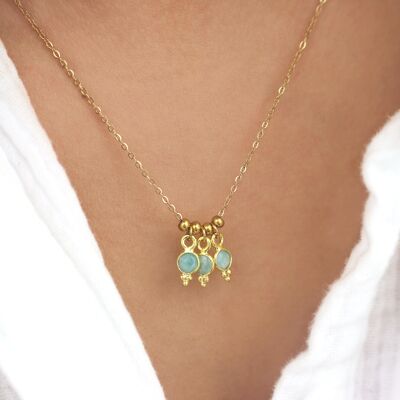 Collier minimaliste avec pendentifs pierres naturelles de labradorites ou amazonites