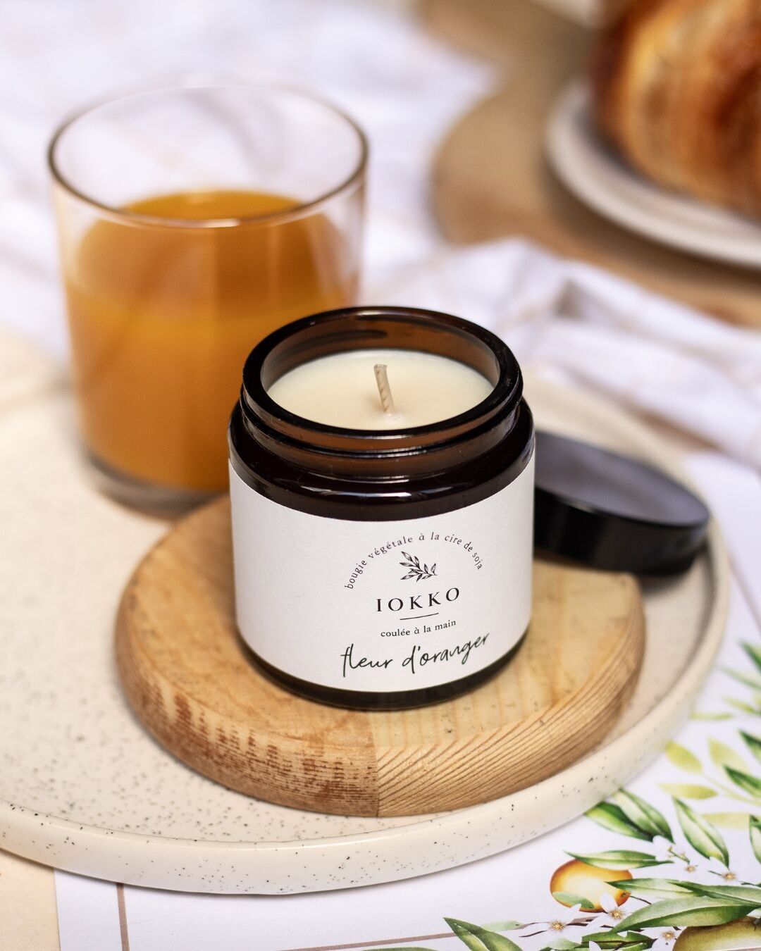 Duftkerze mit Orangenblütenduft, Naturwachs – 3 Größen zur Auswahl