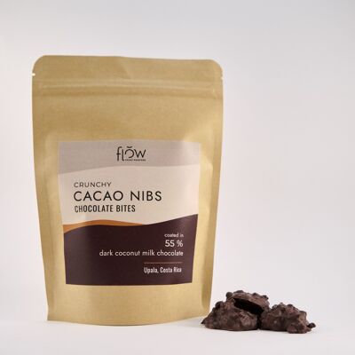 Bocaditos Crujientes de Nibs de Chocolate "Brownie" con Chocolate Negro con Leche