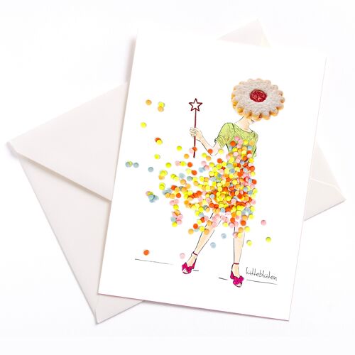 Zuckrige Wunschfee - Karte mit Farbkern und Umschlag | 127