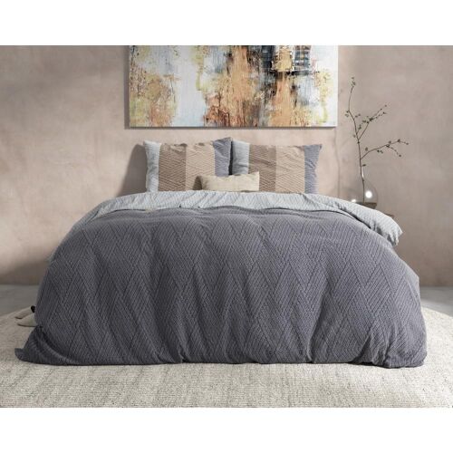 DBO DH Flanel Knitty Natural Taupe/Grey 140X200/220 + 1 x kussensloop 60x70