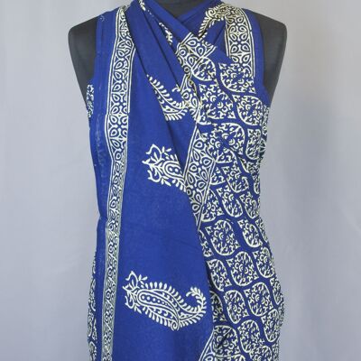 Pareo - Sarong stampato a blocchi - Paisley blu