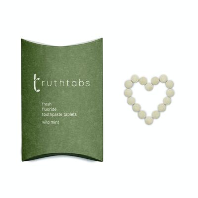 Truthtabs - Compresse di dentifricio in pasta al gusto di menta selvatica premiate. Tre mesi di fornitura x 20