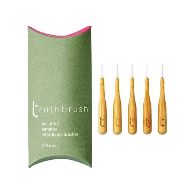 Beautiful Bamboo Interdental Brushes. 0.5mm. Pack of 5 x 20