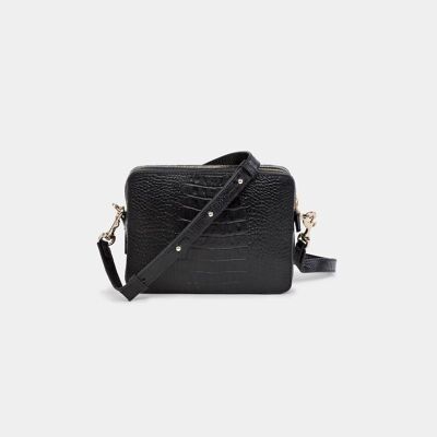 Bolso Bandolera Camara Croco-Negro