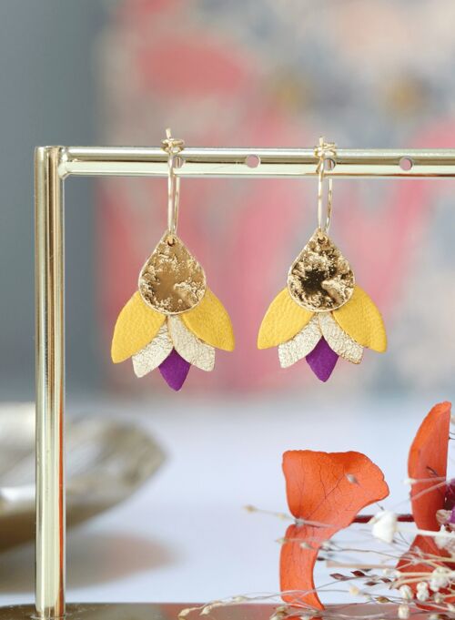 Boucles d'oreilles Amour - Moutarde, Violet