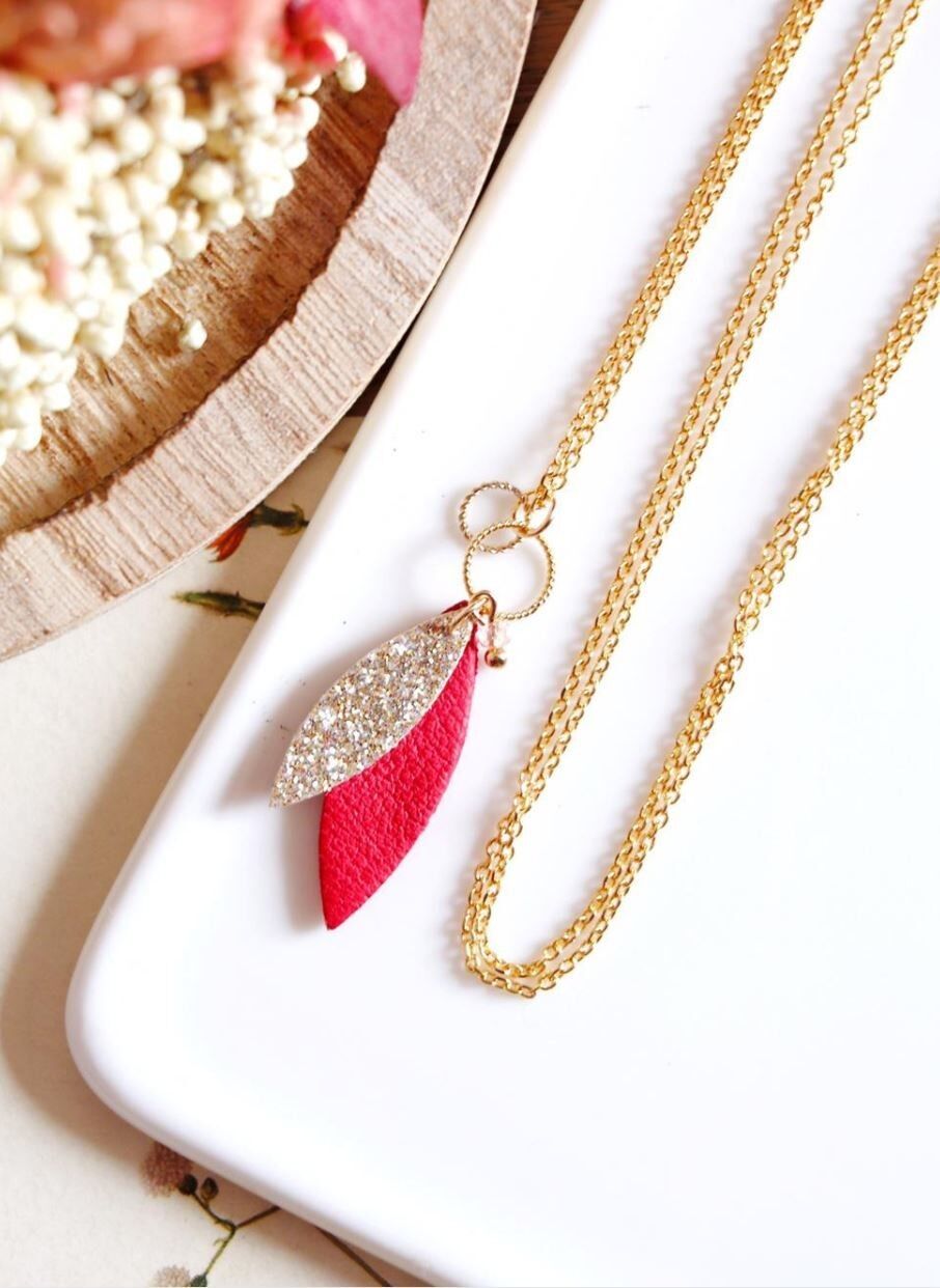 Collana lunga Cavally - Lampone