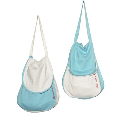 Pyjama bag / storage bag, turquoise - white