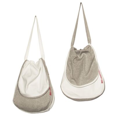 Pyjama bag / storage bag, grey melange - white