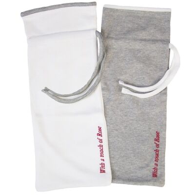 Warm water bottle bag, grey melange - white (in Dutch: kruikzak)