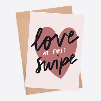 Love At First Swipe Funny Valentine's Day Greeting Card pour lui pour elle 1