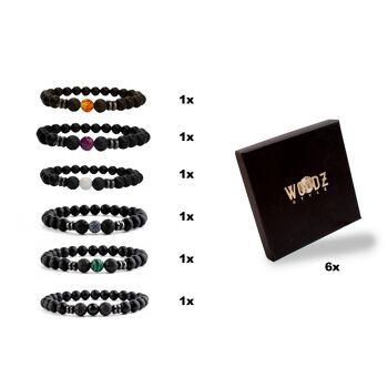 Ensemble de 6 bracelets en pierre naturelle | perles de pierre givrées