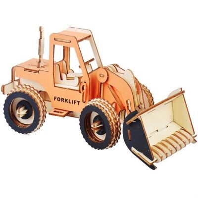 Wooden building kit of a Bulldozer - color
