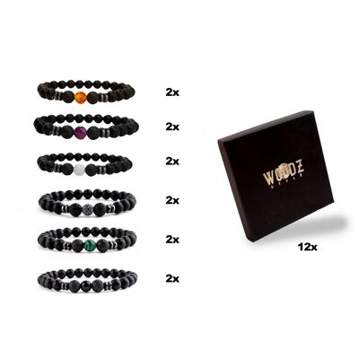 Ensemble de 12 bracelets en pierre naturelle | perles de pierre givrées