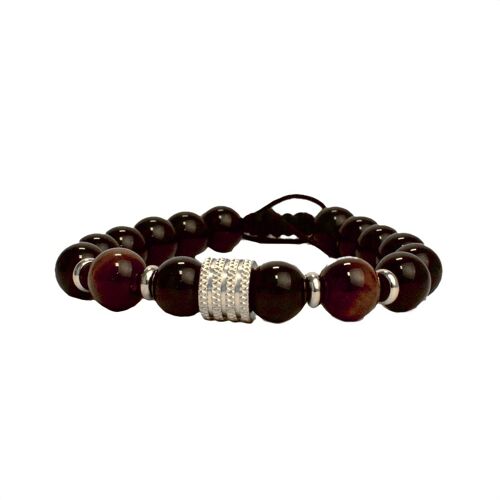 Natuurstenen armband | red Eye | lavasteen | kralen armband | aanpasbaar