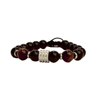 Bracelet en pierre naturelle | oeil rouge | pierre de lave | bracelet perlé | personnalisable