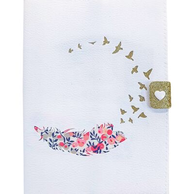 PROTEGE CARNET DE SANTE PLUME ET LIBERTY BLANC Wild