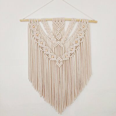 Macrame wall hanging natural with golden thread