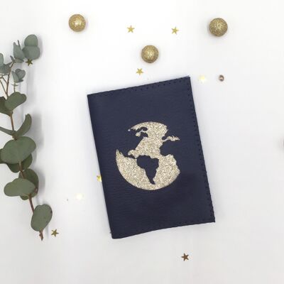 Pink and Gold World Map Passport Cover