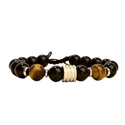 Bracelet en pierre naturelle | Œil brun | pierre de lave | bracelet perlé | personnalisable